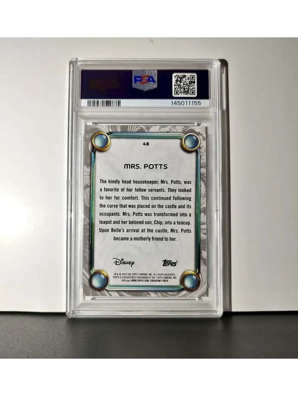 Mrs. Potts 2025 Topps Disney #48 Winter Variant Card Beauty and the Beast PSA 9